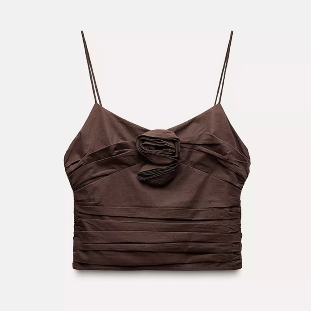Zara Draped Top With Textured Flowers